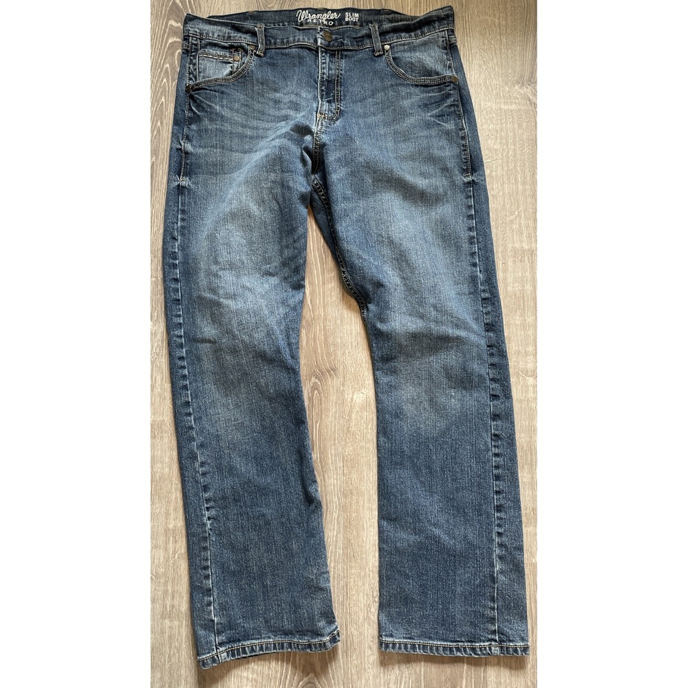 Wrangler Retro Slim Boot Denim Blue Jeans Men's Size 39w x 31L